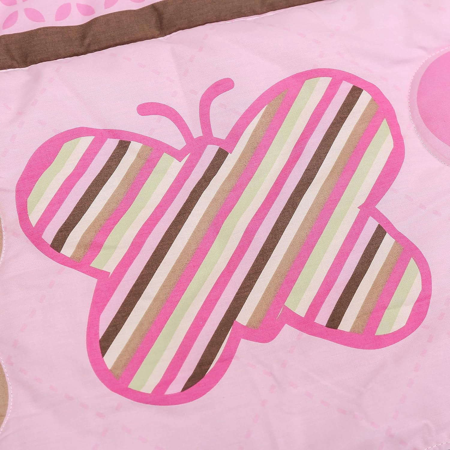 Sweet baba Luxury 4 PC Butterfly Crib Bedding Set, Pink Crib Set for Baby Girls, Microfiber Printed Cotton Nursery Bedding Set Including Comforter/Skirt/2 Crib Sheets