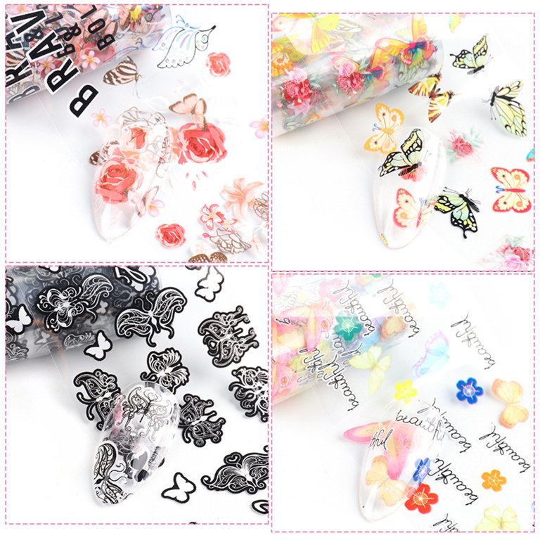 HSMQHJWE Dried Flowers for Nails Foil Decal Pink Transfer Sticker Sticker  Tower Art 3D Nail Color Nail Nails Strips 