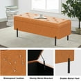 thumbnail image 4 of Andeworld Ottoman with Storage Bench, Modern Velvet Upholstered Rectangular Tufted Footstool Bench, Large Storage Bench for Bedroom,Living Room,Entryway (Brown), 4 of 6