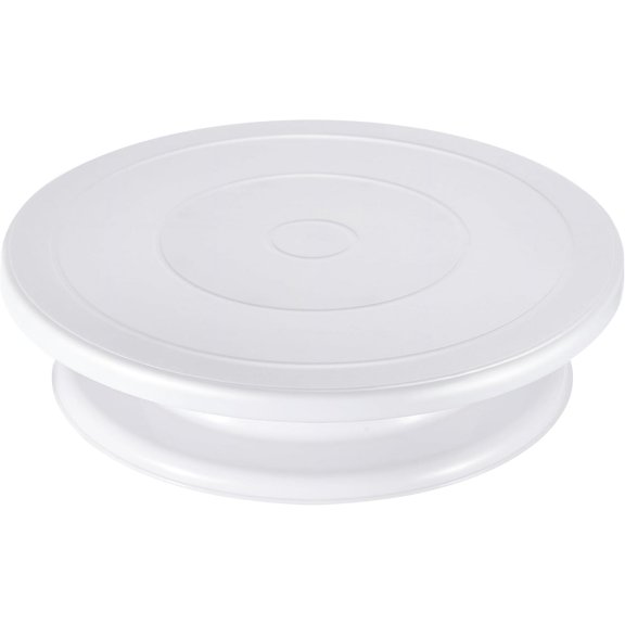 Cake Stand, 11 Inch Rotating Cake Turntable for Decorating, Display & Baking, Smooth Revolving Spinner Stand (White)