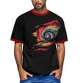 thumbnail image 2 of Men's Patriotic Print V-Neck T-Shirt, Short Sleeve Top with Chest Pocket for Workwear and Weekend Style ,Black L, 2 of 5