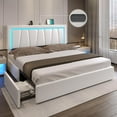 thumbnail image 5 of Aunfebrco White Bed Frame with Headboard & 4 Drawers California King Upholstered Platform Storage Bed Frame with USB Ports & LED Lights, Easy Assemble, 5 of 8