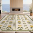 thumbnail image 2 of Design&I 8'x10' Washable Area Rug Sleek Flatweave Pet Friendly Olive Gold Geometric Floral Elegance Golden Accents Symmetrical Botanical with Art for King Size Bedroom, Under Bed, 2 of 7