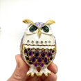 thumbnail image 3 of Diamonds Encrusted Owl Shaped Alloy Jewelry Box With Secure Storage Compartment for Earrings Necklaces, 3 of 8