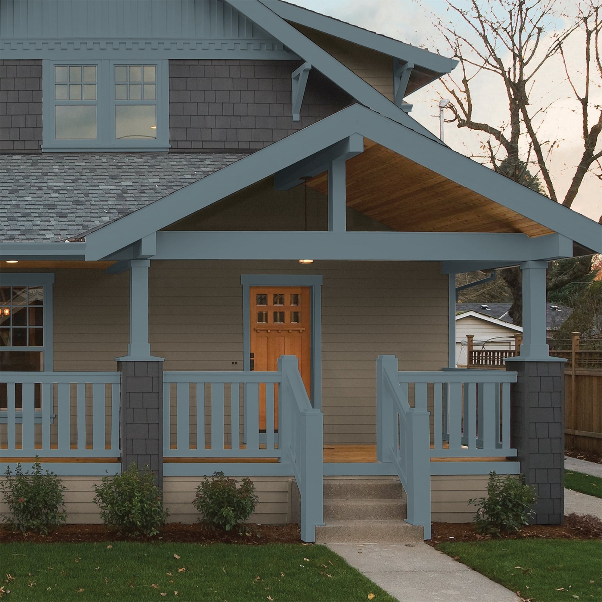 Glidden One Coat Night Rendezvous / Blue Semi-Gloss Exterior Paint with Primer, 5 Gallon