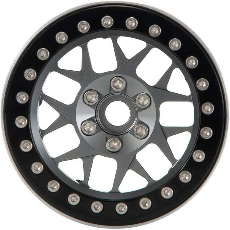 RCLIONS 2.2 Inch Aluminum Beadlock Wheels For Wraith & TRX4 1/10 RC Crawler - Titanium Color (4 Pack)