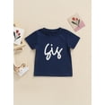 thumbnail image 2 of aturustex Toddlers Baby Boy Girl Breathable T-Shirt Letter Printing Short Sleeve Round Collar Solid Color Tops Summer Casual Clothes, 2 of 8