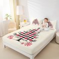 thumbnail image 4 of Manfei Cartoon Xmas Tree Bed Sheets,Modern Geometric Rhombus King Sheets,Red Black Beige Sheet Set For Girls Teens,Ultra Soft Home Decor,4 Pieces, 4 of 7