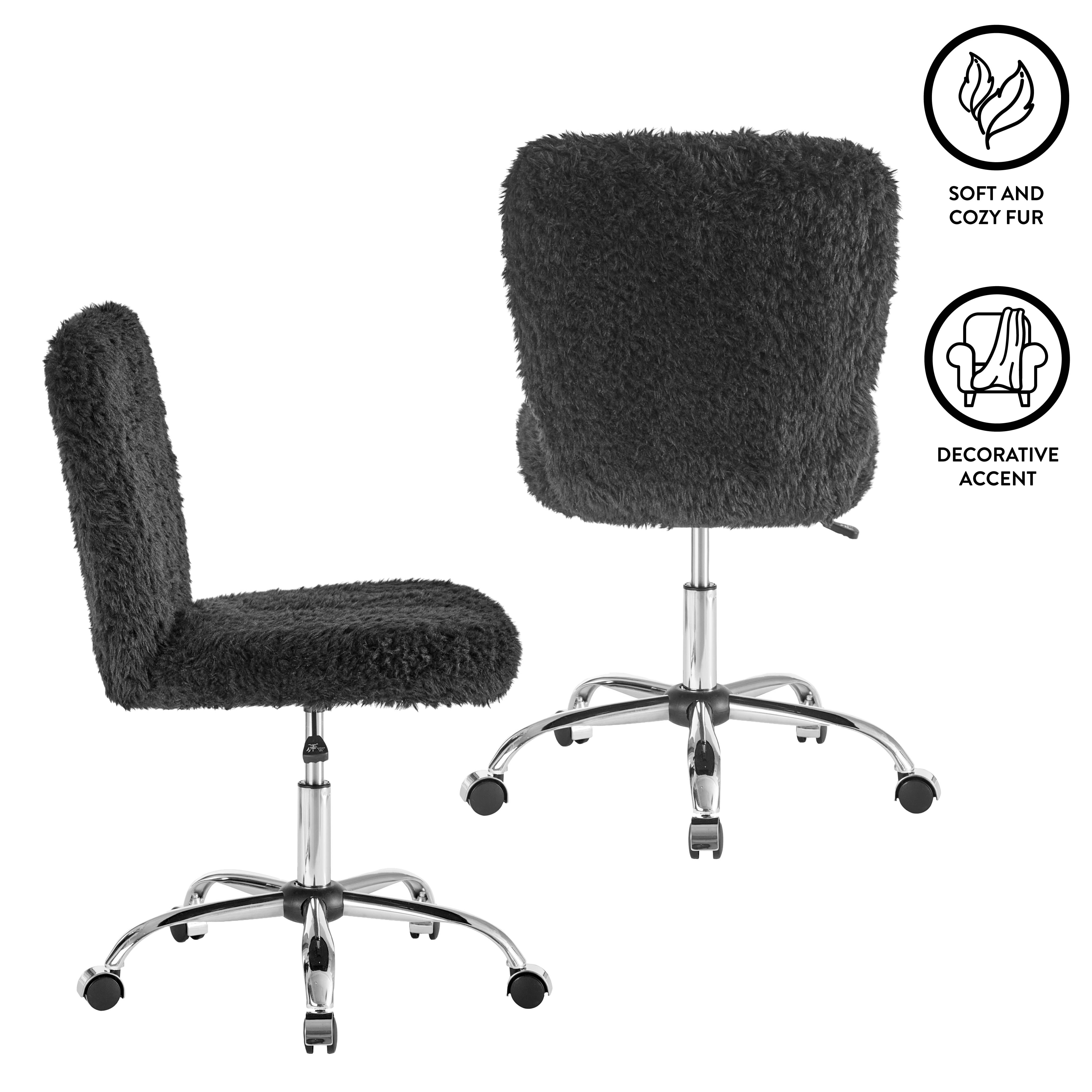 Urban Shop Polyester Faux Fur Armless Swivel Task Office Chair