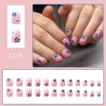thumbnail image 2 of HHBEAUTY 24Pcs Blue and Pink Flowers Press on Nail Square Short Fake Nails Light Pink False Nail Glossy Full Cover Stick on Nail Acrylic Spring Floral Artificial Nails for Women Girls Glue on Nail, 2 of 6