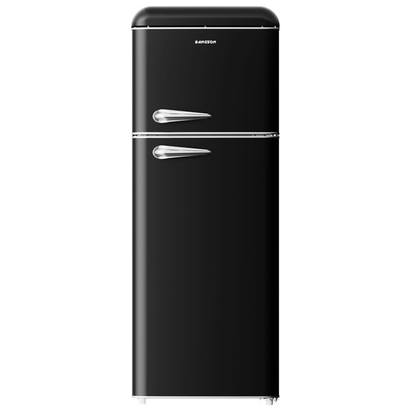 BANGSON 7.5 Cu.Ft Retro Fridge with Top Freezer for Vintage-Style Kitchen, Apartment & Office， 5 Adjustable Temperature, Black