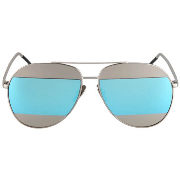 Owl Owl Eyewear Sunglasses 86004 C3 Womens Metal Aviator Silver Frame Blue Mirror Lens 