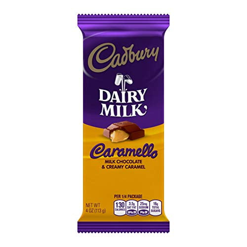 CARAMELLO Chocolate Candy Bar, Milk Chocolate Filled with Caramel, 4 ...