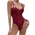 thumbnail image 2 of LSLJS Women's Fishbone Lace Patchwork Solid Color Jumpsuit with Suspender Jumpsuit,, 2 of 4