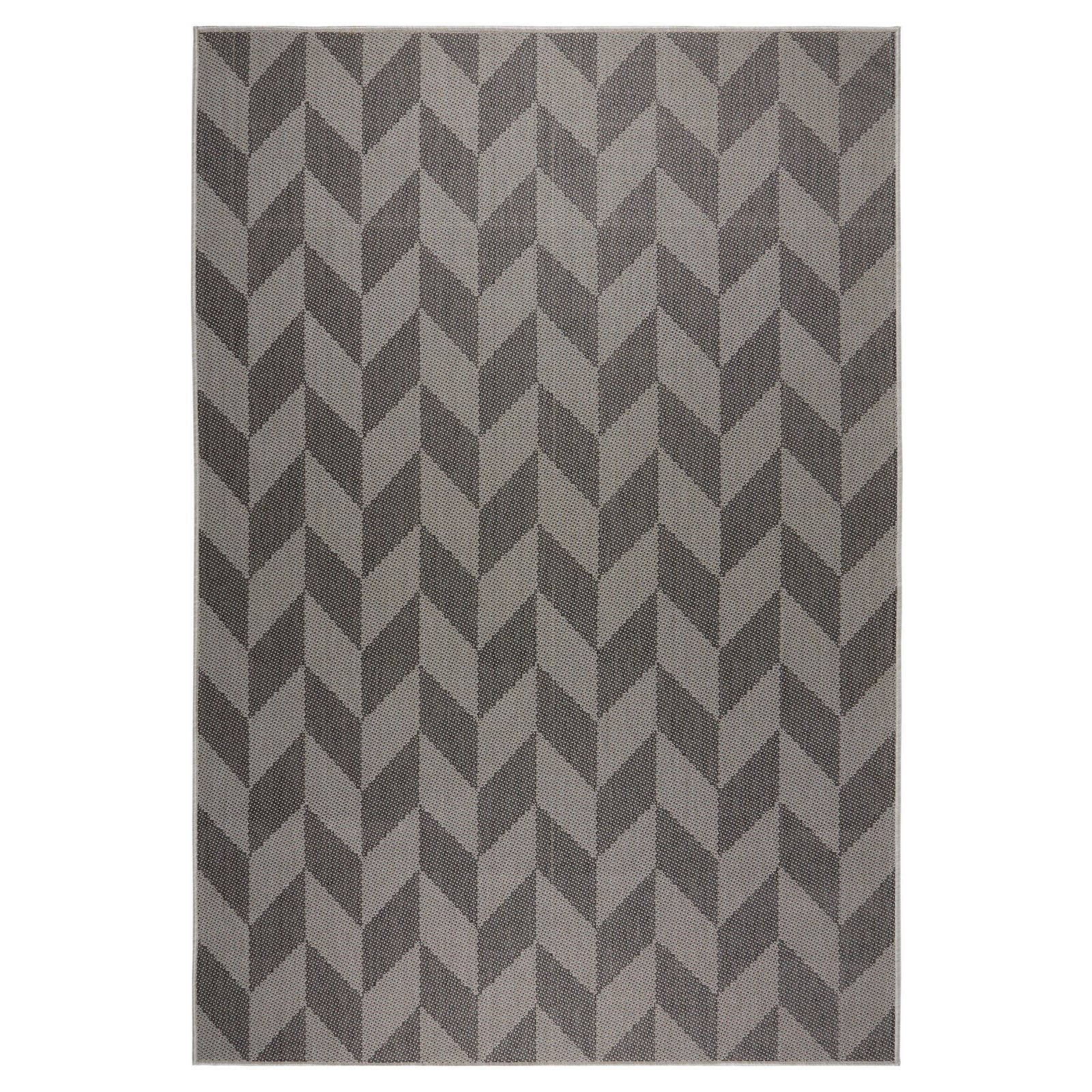 Nicole Miller New York Patio Country Calla Contemporary Herringbone Indoor/Outdoor Area Rug, Blue/Grey, 7'9"x10'2"