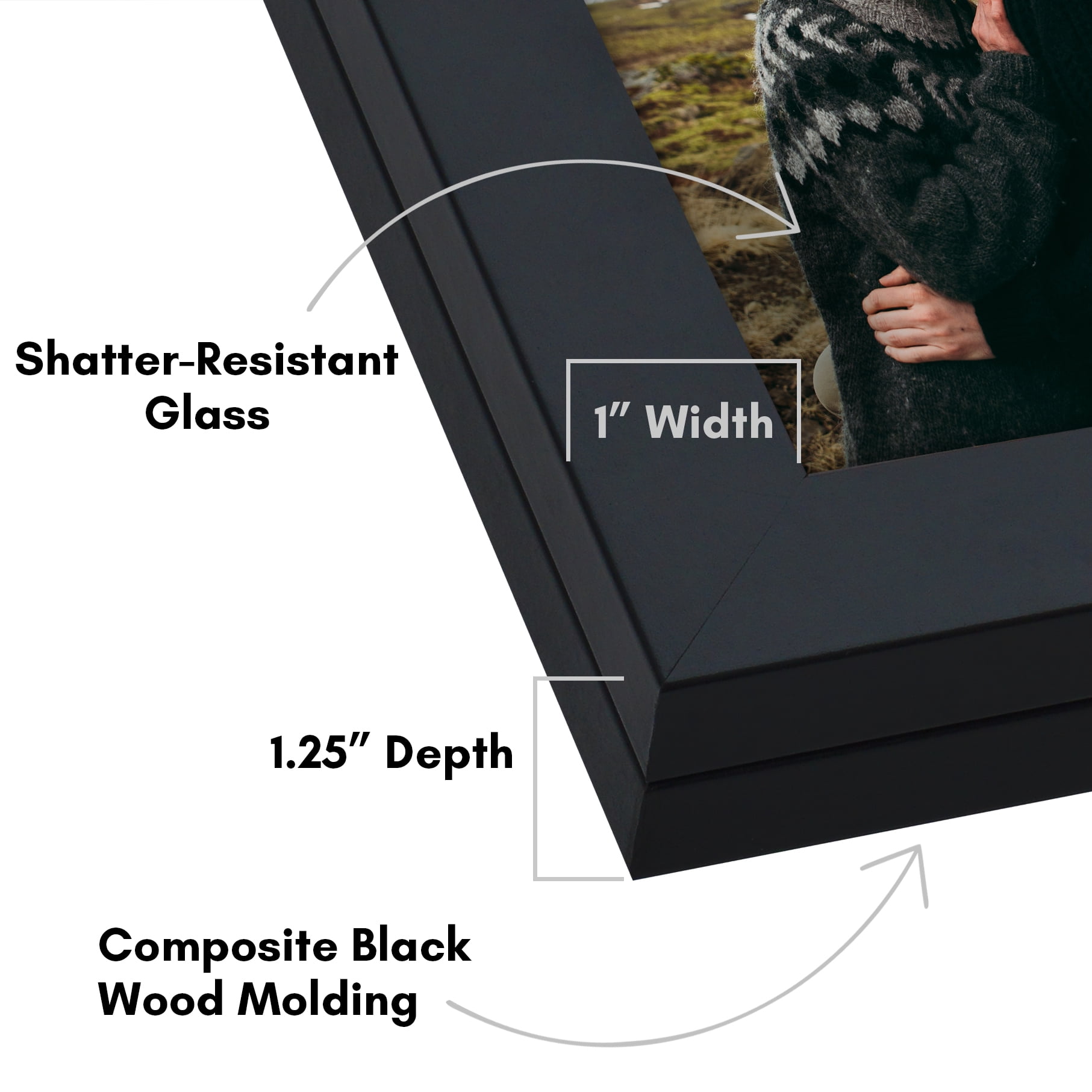 Americanflat 5x7 Picture Frame with Shatter-Resistant Glass Storage Quick Change Frames Holds Photos - Black