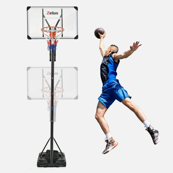 Zelus Système de Panier de Basketball Portable Vérifié Standard Astm Hauteur Réglable 5.5-10 Pieds avec Roues