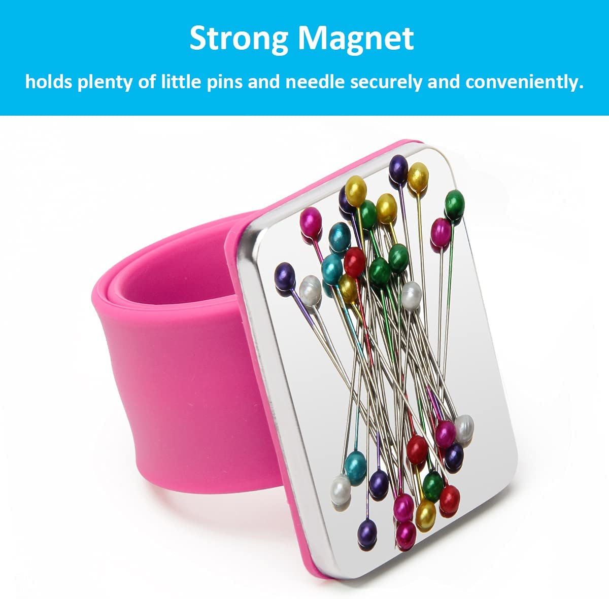 Magnetic Silicone Wrist Strap - Square Pin Cushion Bracelet For Sewing, Embroidery & Hair Styling-829410