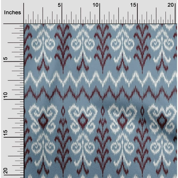 oneOone Silk Tabby Fabric Chevron & Swirl Ikat Printed Craft Fabric BTY 42 Inch Wide