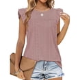 thumbnail image 1 of Camiseta de manga corta con volantes, camiseta de manga corta con volantes para mujer, camiseta informal de verano para mujer Características mejoradas, 1 of 6