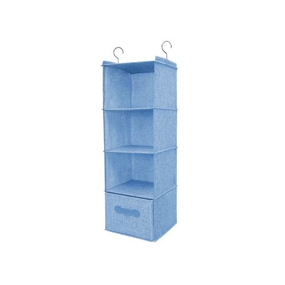 Xingzhi Cotton Linen Hanging Closet Multi Layers Pockets Storage Clothes Organizer Bag Shelves Home Bedroom Dual Hooks Rack Blue 4 Layers