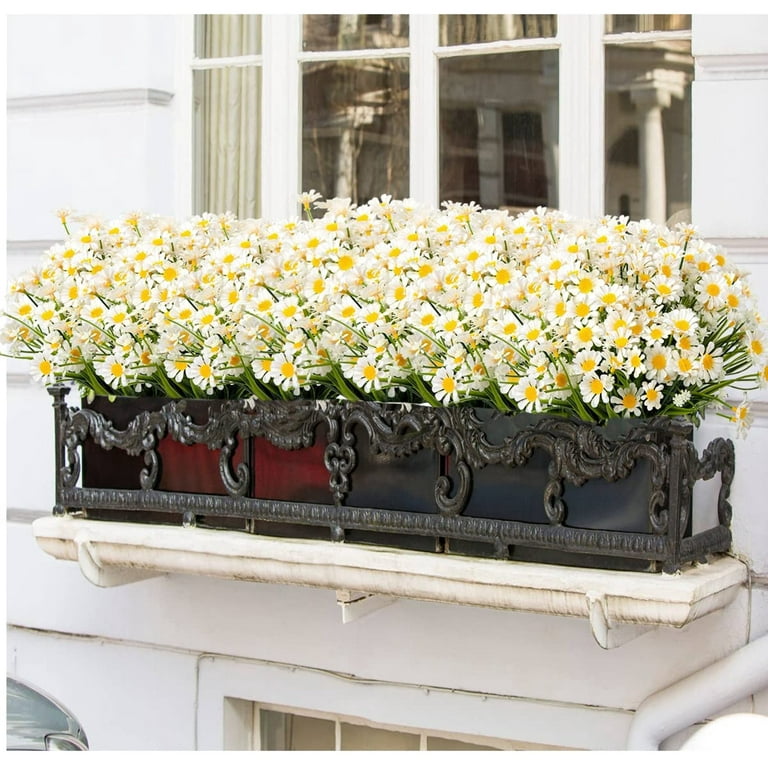 4 Bundles Artificial Daisy Flowers Outdoor UV Resistant Flowers