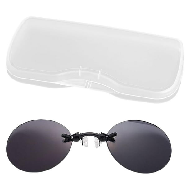Gafas de sol unisex con clip para la nariz, para pescar y conducir, con estuche de transporte, color negro negro gris