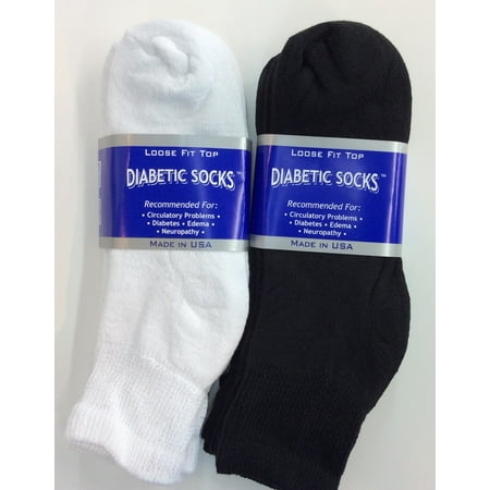 Creswell 18 Pairs of Mens Black and White Diabetic Ankle Socks 10-13 Size