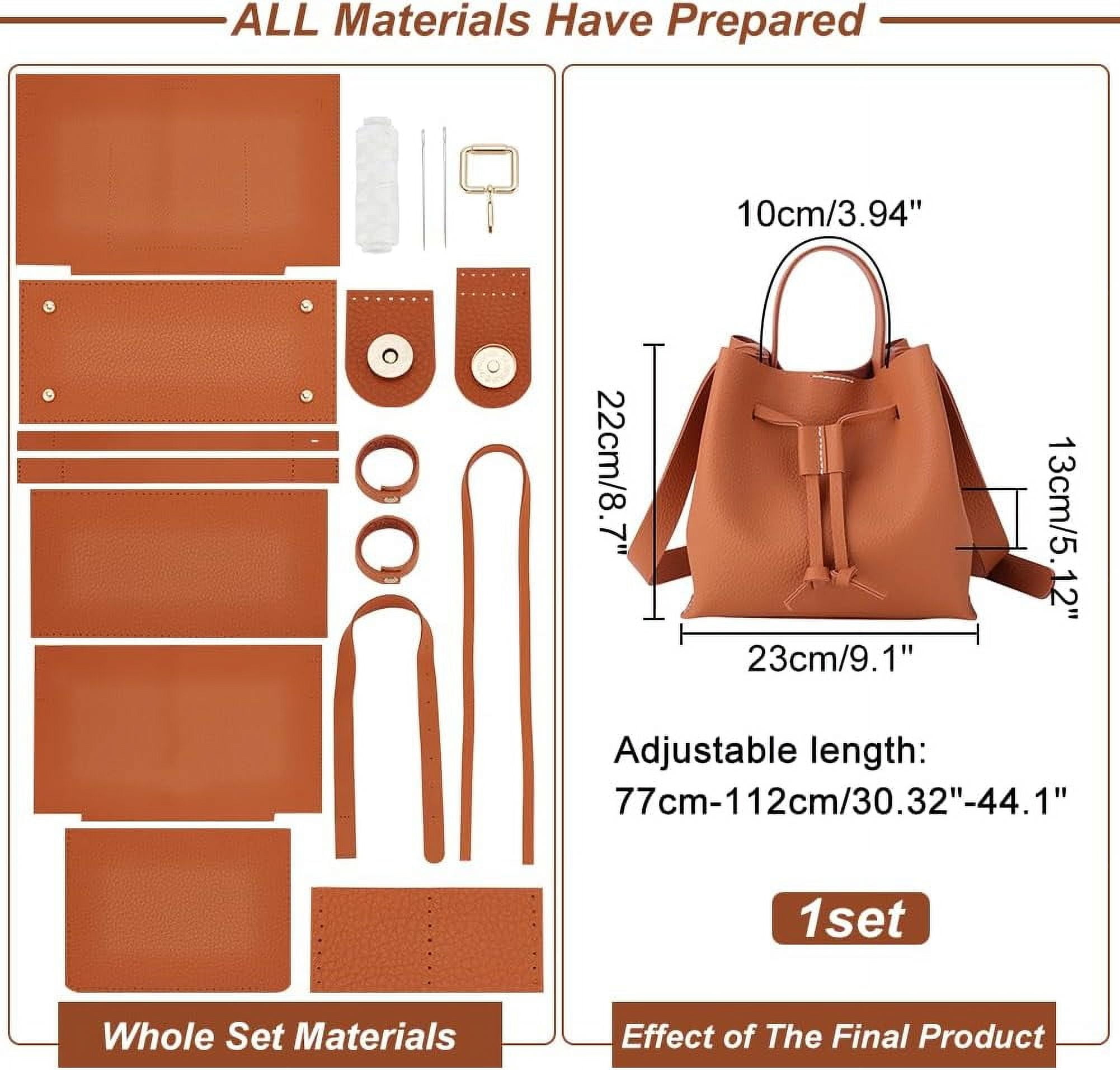 DIY Shoulder Bag Making Kits Imitation Leather Handmade Drawstring Bucket Bag Making All Materials Hand Sewing Handbag Making Set
