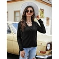 thumbnail image 4 of Womens Long Sleeve Open Front Cardigans Button Down Lace V Neck Casual Knit Cardigan Sweater Outwear Coats Black XL, 4 of 7