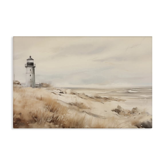 Stupell Industries Traditional Distant Lighthouse in Neutral Tones Canvas Art, 24 x 16, by Arlington Prints