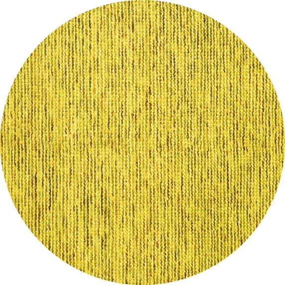 Ahgly Company Indoor Round Abstract Yellow Contemporary Area Rugs, 8' Round