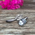 thumbnail image 4 of Aquamarine Engagement Ring Unique Leaf and Oval Shaped Combination 1.25 Carat 10k White Gold Anniversary Gift, 4 of 5