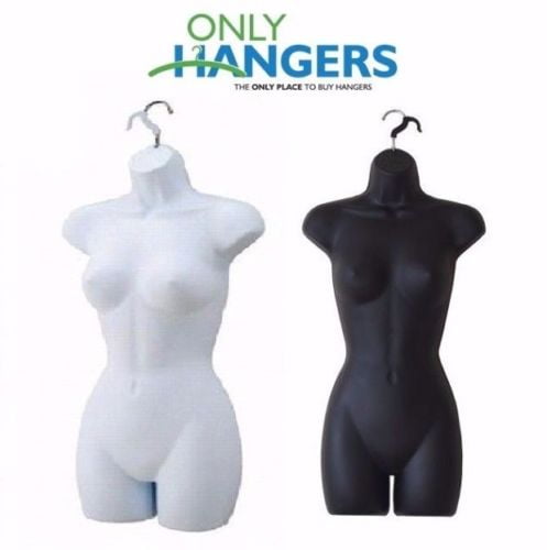 Only Hangers Set Of Black & White Men's Plastic Torsos Hanging Body Forms 