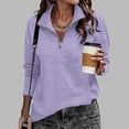 thumbnail image 2 of ManxiVoo Women's Long Sleeve Half Zip Pullover Sweatshirt Lightweight Loose Fit for Casual Daily Wear and Outdoor Activities XXL Size Purple, 2 of 9