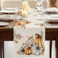 thumbnail image 3 of Fall Pumpkins Table Runner 36 Inches Long, Cotton Linen Table Runner Dresser Scarf, Thanksgiving Country Flower Leaf on Linen Short Fabric Tablerunners for Dining Tables Wedding Holiday Party 13"x36", 3 of 9