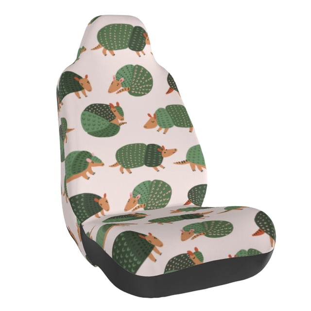 Wukai Cute Armadillo Full Set Car Seat Covers with Soft Padding Universal Auto Front Seats Protector and Cushion Mat