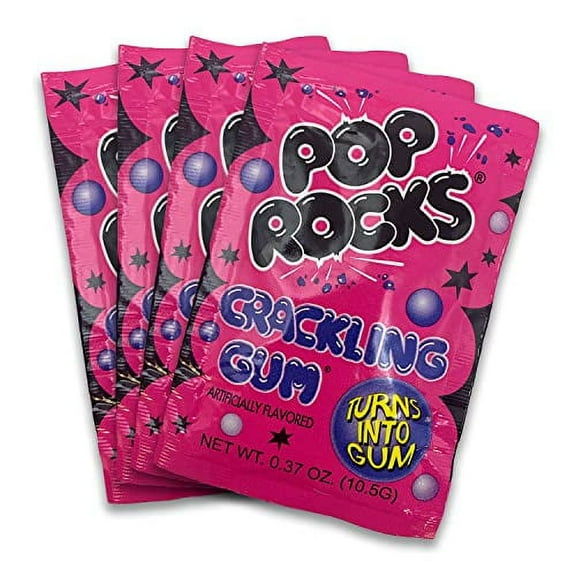 Crackling Gum POP ROCKSÂ® Candy | Includes 4 Individual Packs of Traditional Bubble Gum Flavor Mini Rock Popping Candies that Turn into Gum