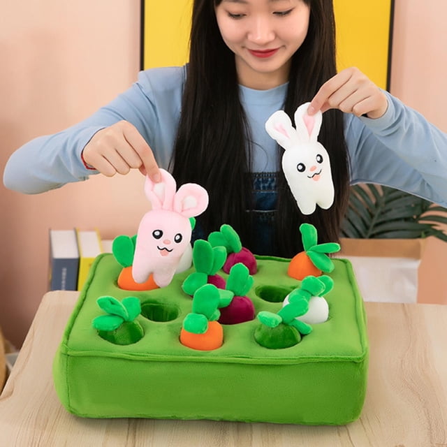 Juguete creativo de peluche de zanahoria de jardín, juguete educativo de interacción entre padres y hijos, juguete para masticar verduras, perros, Colco Muñeca Zanahoria