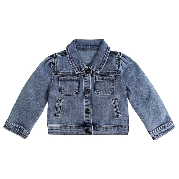 KIDSCOOL SPACE Baby Denim Jacket,Little Toddler Kids Simple Design Stretch Jean Coat,Light Blue,2-3 Years