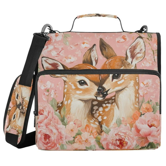 YAZAOO Zipper Binder trapper keeper Documents Organized Design Fawn Romance Printed