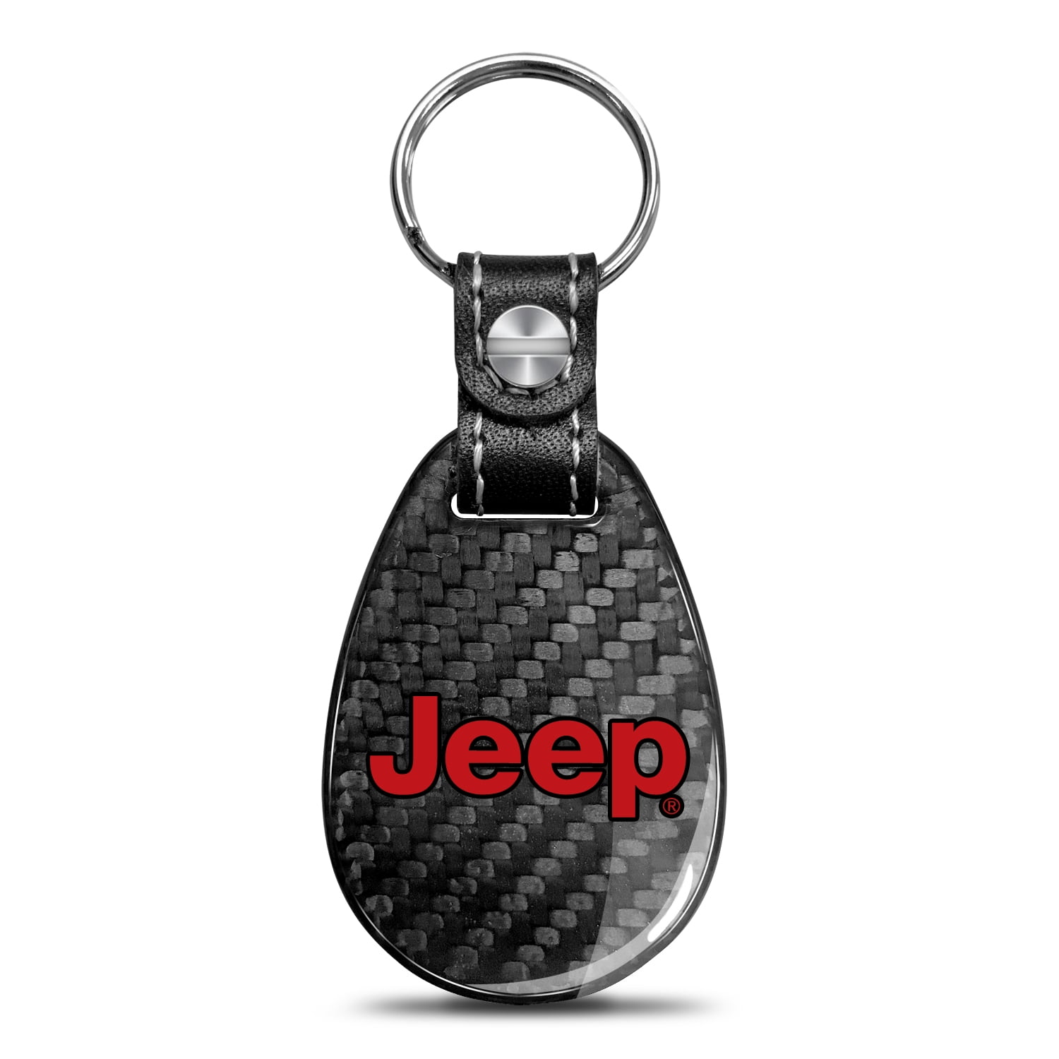 Jeep in Red Black 100% Real Carbon Fiber Large Tear Drop Key Chain