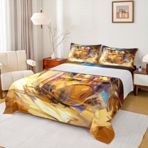 Homewish Cartoon Gold Drum Bed Sheets, Pop Hip Hop Music King Sheets, Teens Kids Boys Girls Sheet Set, Ultra Soft Bedroom Decor, 4pcs