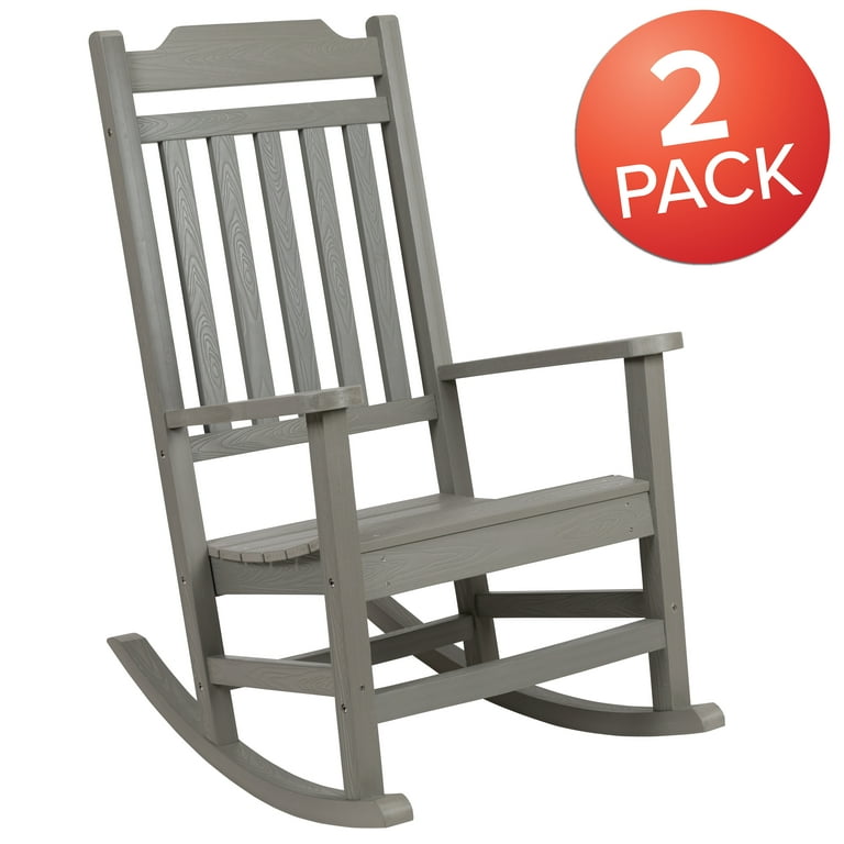 Merrick Lane Set of 2 Gray Poly Resin Indoor Outdoor Rocking