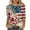 Z14#Khaki, variant on Ichuanyi Womens Shirts , Womens Fashion Round Neck Casual Three Quarter Flag Print Tops T-shirt Blouse