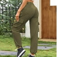thumbnail image 4 of Annhoo Cargo Pants for Women Casual High Waisted Straight Leg Trousers Loose Solid Colr Pants with Multi Pockets, 4 of 6