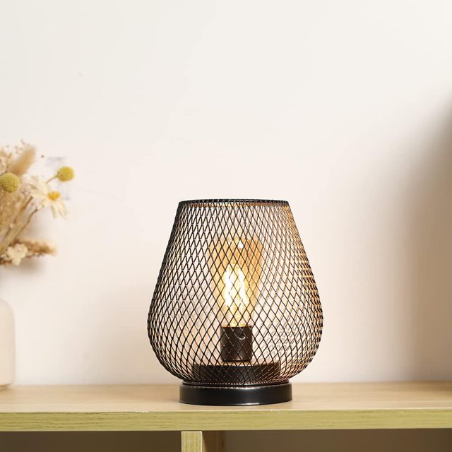 JHY DESIGN 7'' High Medium Battery Powered Outdoor lantern, Cordless Metal Lamp with LED Edison Bulb (Bronze)