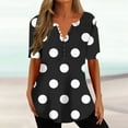 thumbnail image 2 of QATAINLAV Womens Summer Shirts 2025 Fashion Polka Dot Print Tees Shirt Oversized Loose Fit Short Sleeve Henley Shirts Casual Vacation Beach Tops Black L Lighten Sales of The Day, 2 of 6