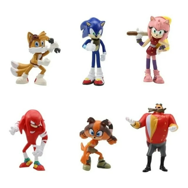 Set de figuras de acción Sonic de 6 a 7 cm con caja de 6 figuras para niños y 3 años