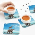 thumbnail image 4 of Leather Coasters with Heat-resistant for Drinks, Elephant Giraffe Overcomes Fear Cup Coasters Cup Pad Mat for Tabletop Protection, Coffee Table, Office Desk and Housewarming Gift, 4 of 5